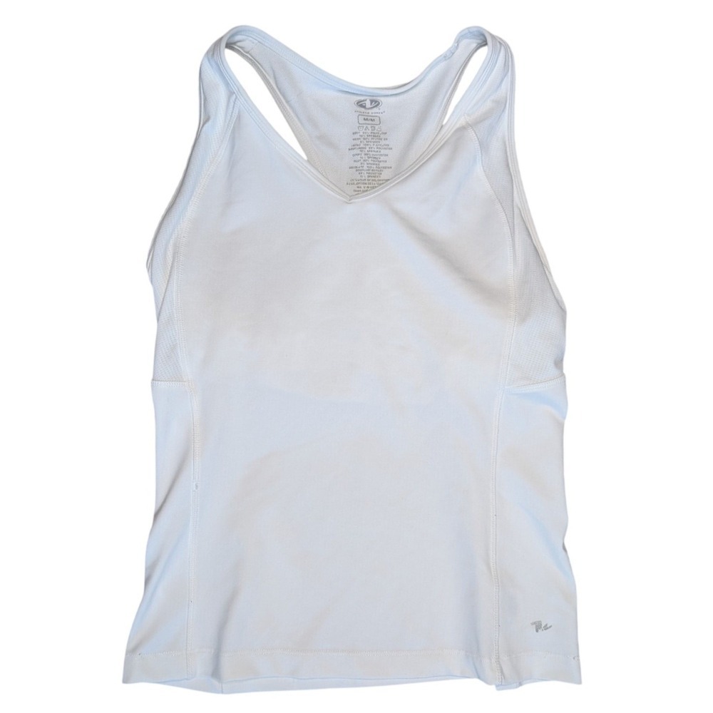 Athletic‎ Works Medium White Tank Top Sports Bra Built In Racer Back
